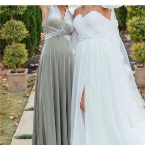 💥 REVELRY Velvet Micah Wrap Dress in Silver Sage Sz M